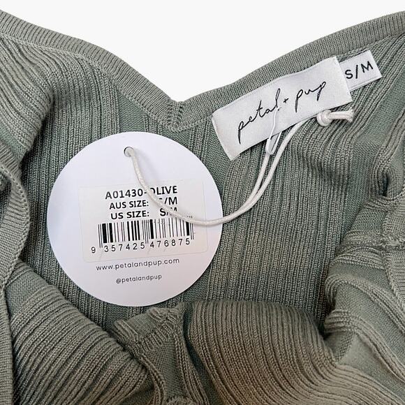 NWT PETAL + PUP Knit Sleeveless Bodycon Ribbed Midaxi Dress (Olive | Size S/M) - Picture 6 of 7